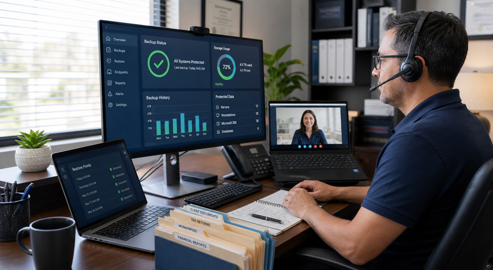 Backup and secure remote access support for CPA and tax offices