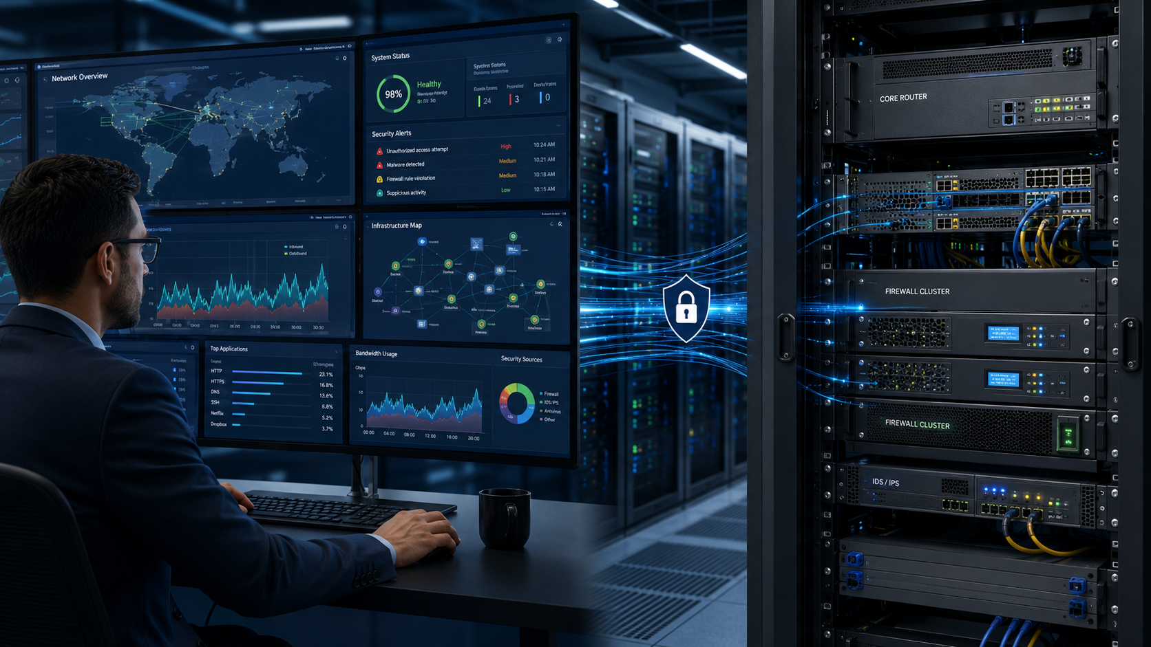 Network monitoring dashboard and switch infrastructure security