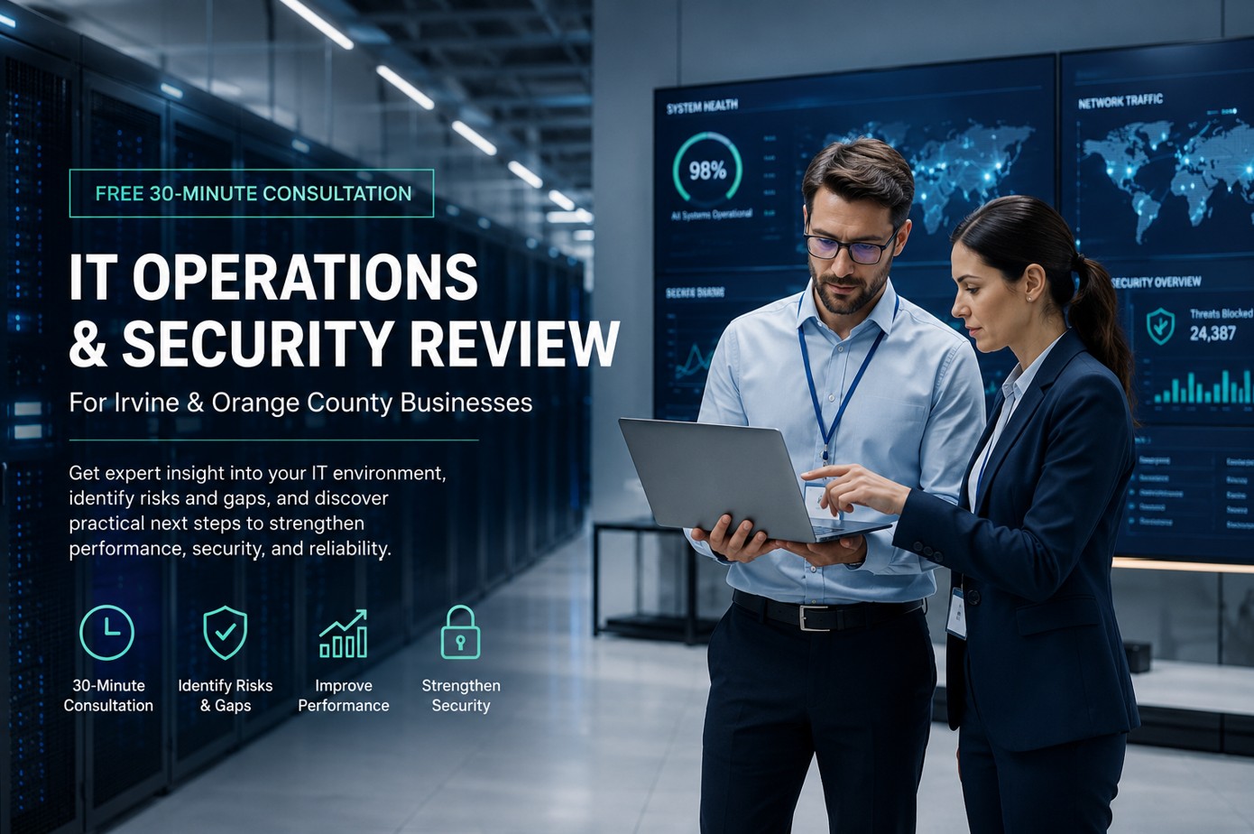 Free IT operations and security review for Irvine and Orange County businesses