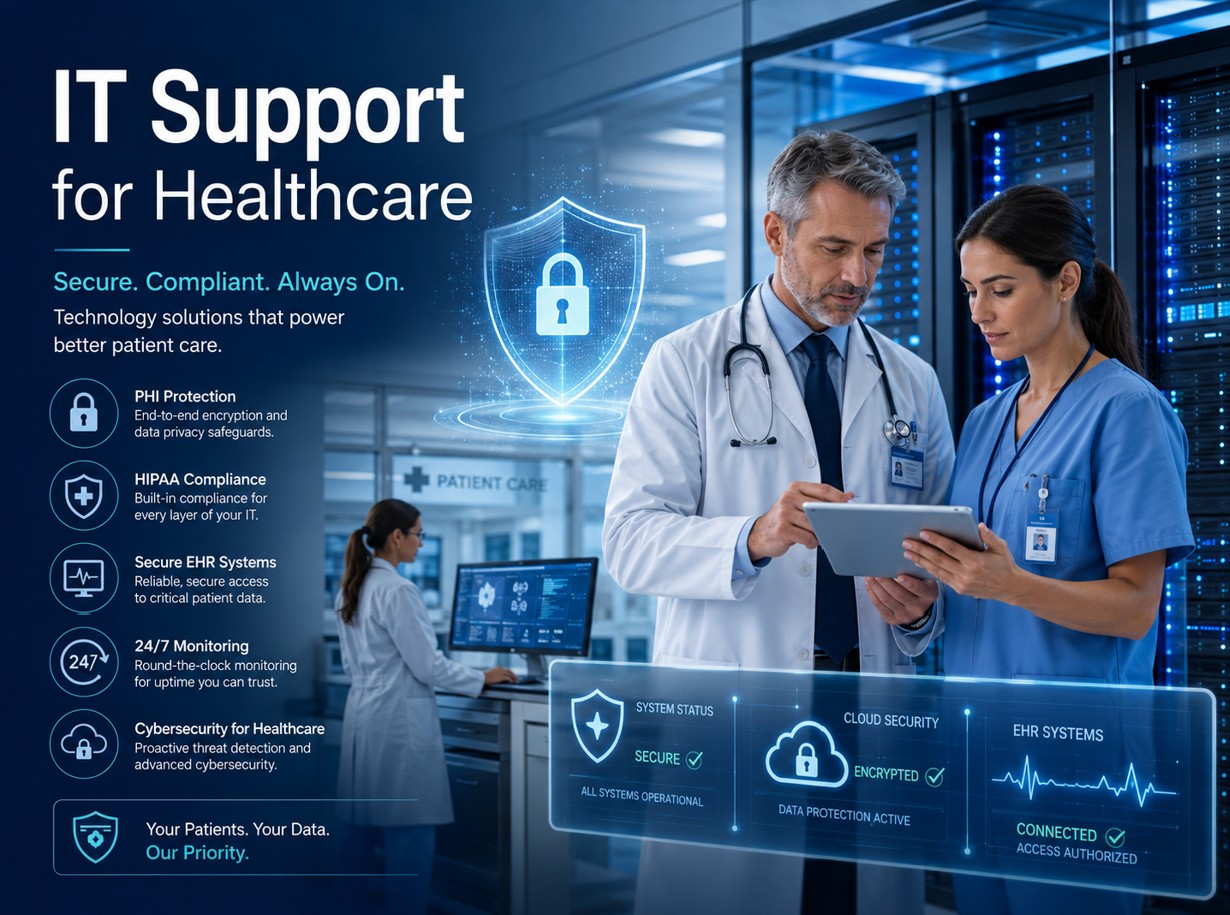 Healthcare and dental office IT support with secure systems and patient data protection