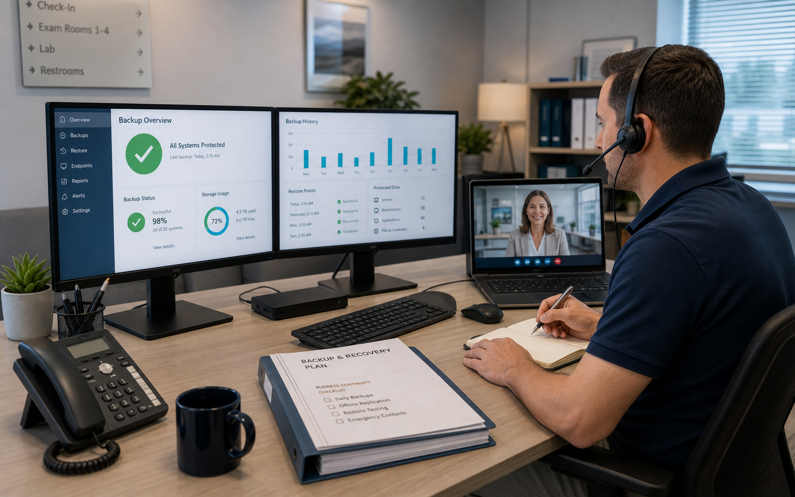 Medical clinic backup planning and continuity support