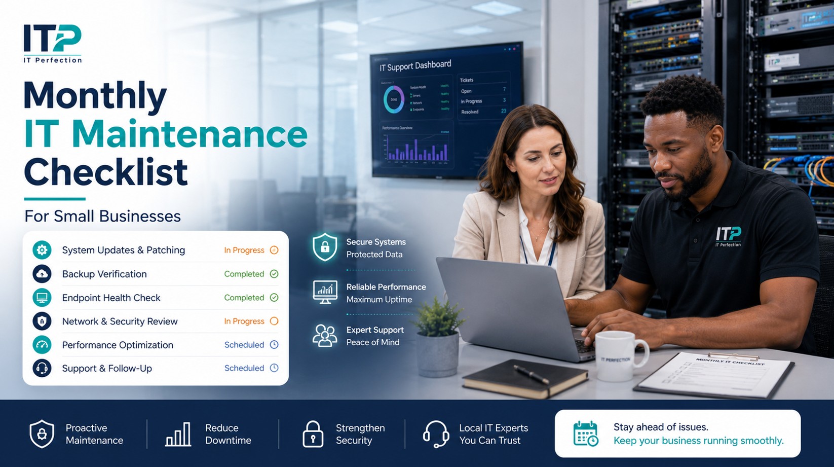 Monthly IT maintenance checklist for server patching