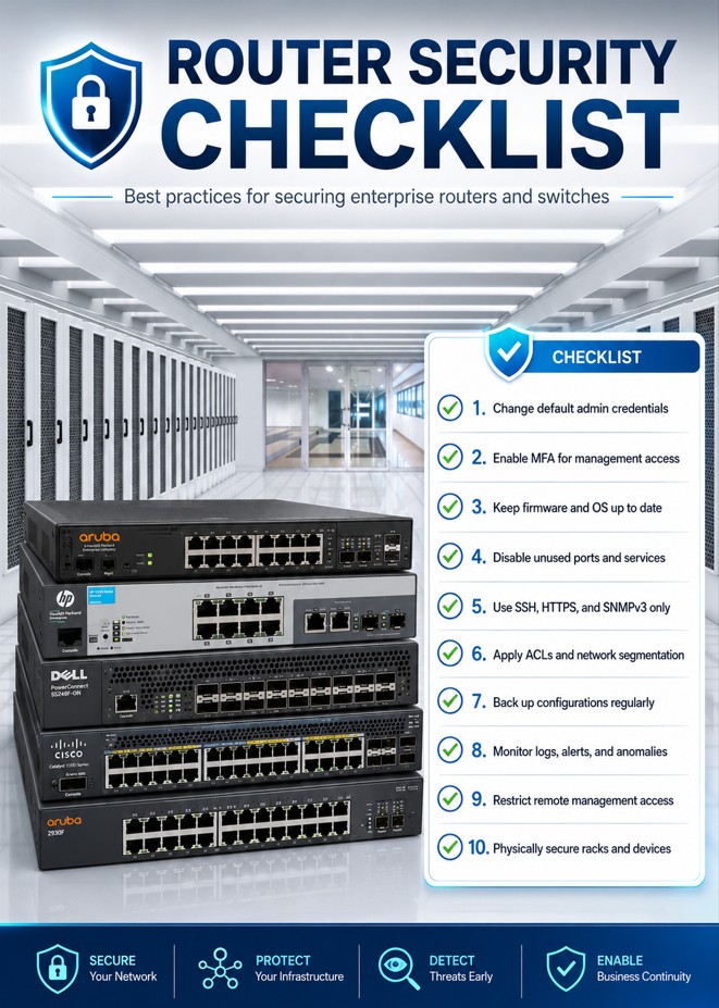 Router and switch security audit checklist with enterprise switches