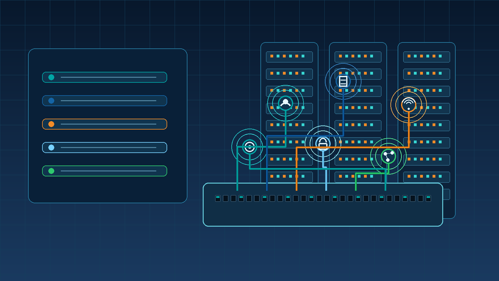 VLAN network segmentation diagram with switches and separated device groups