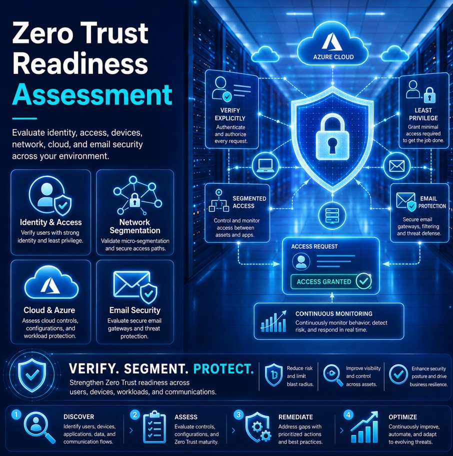 Zero Trust readiness diagram for identity device network and application access