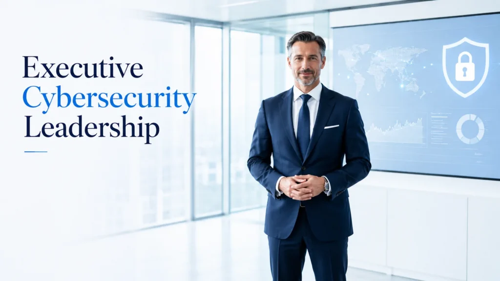 Executive cybersecurity leadership visual for virtual CISO advisory services