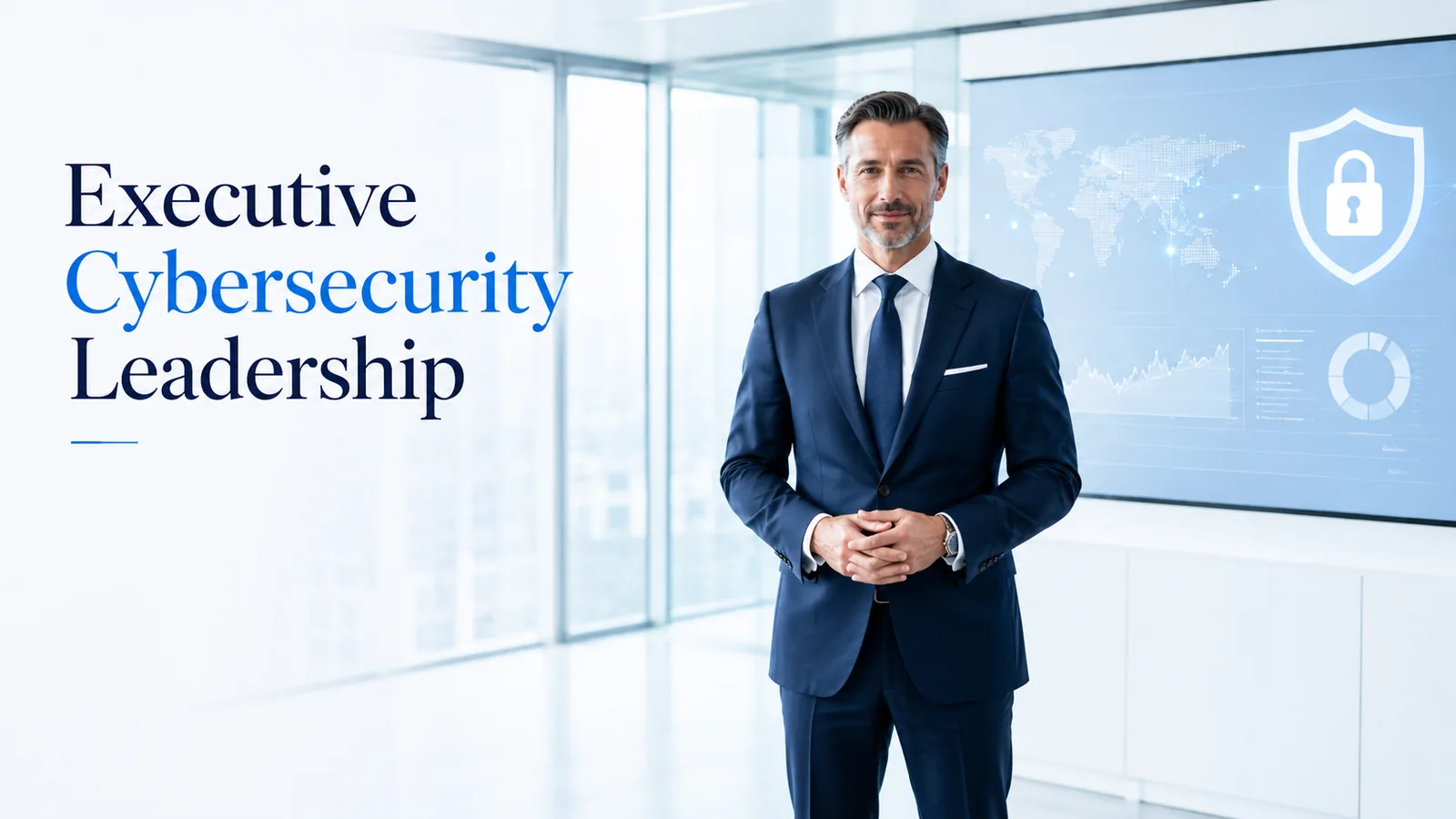 Executive cybersecurity leadership visual for virtual CISO advisory services