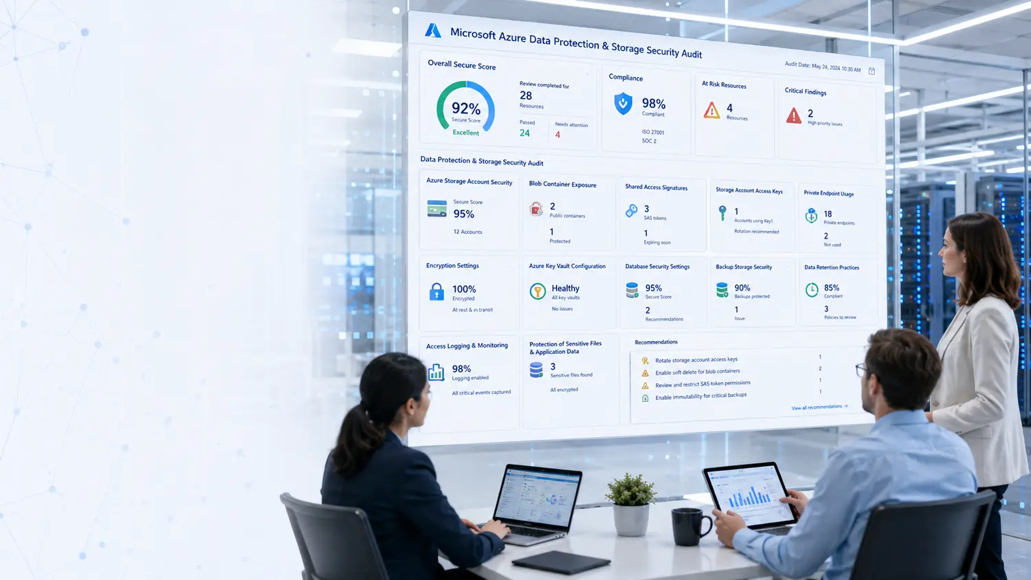 Microsoft Azure cloud security audit dashboard