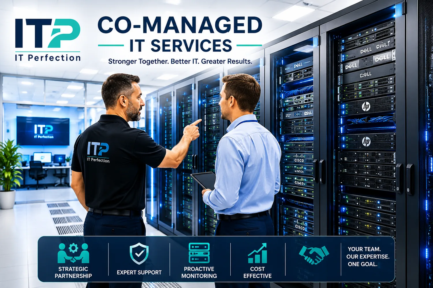 ITperfection co-managed IT services collaboration in a server room