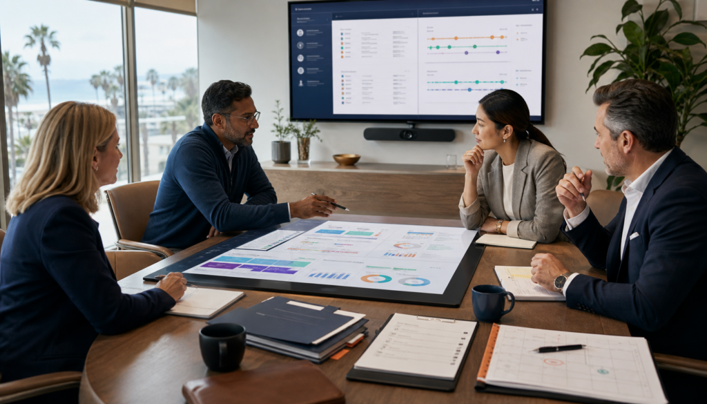 Finance, procurement, and IT leaders reviewing Microsoft 365 subscription ownership, billing profiles, renewals, and approval evidence