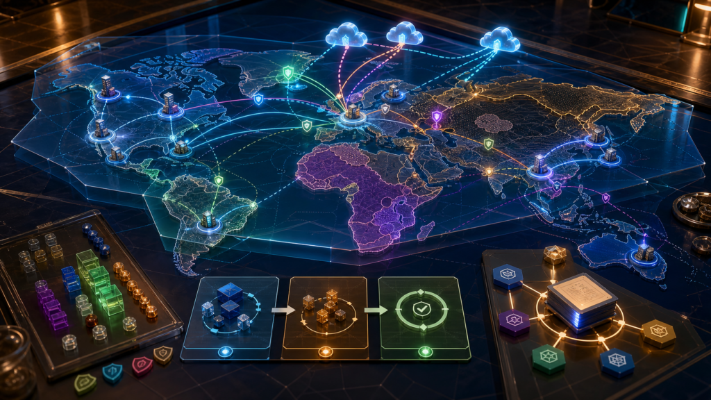 Microsoft Entra named locations governance map with office egress points, VPN and proxy routes, trusted networks, geographic zones, change validation, and policy evidence