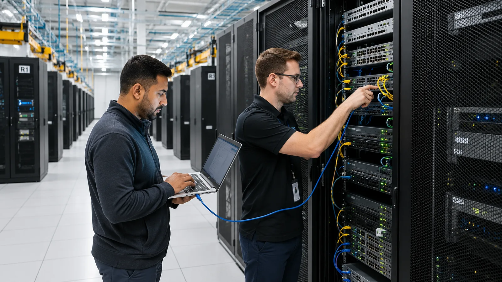 Voice VLAN configuration by network engineers at a secure managed switch rack