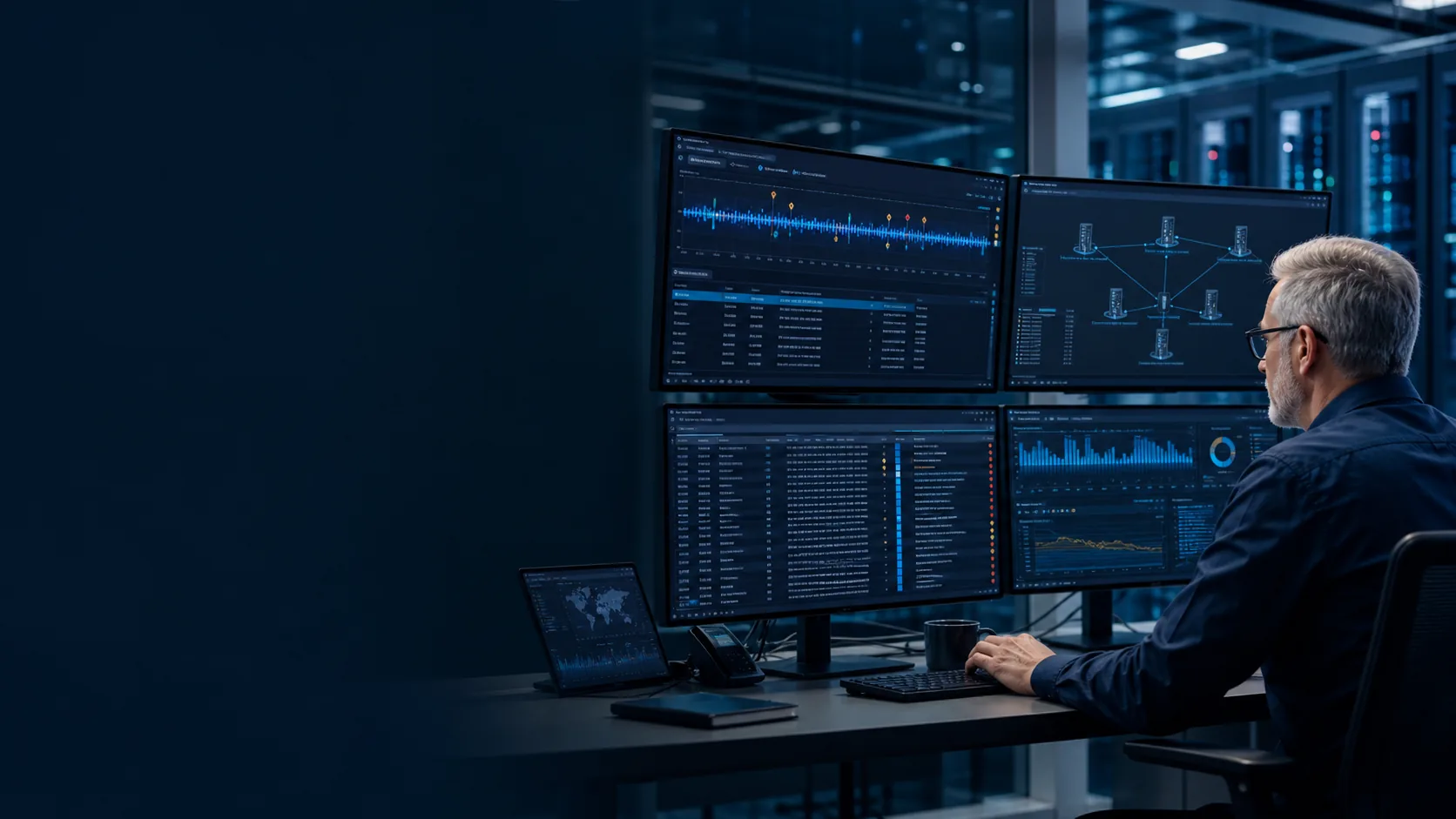 Windows Server event log review analyst correlating authentication and server telemetry in a security operations center