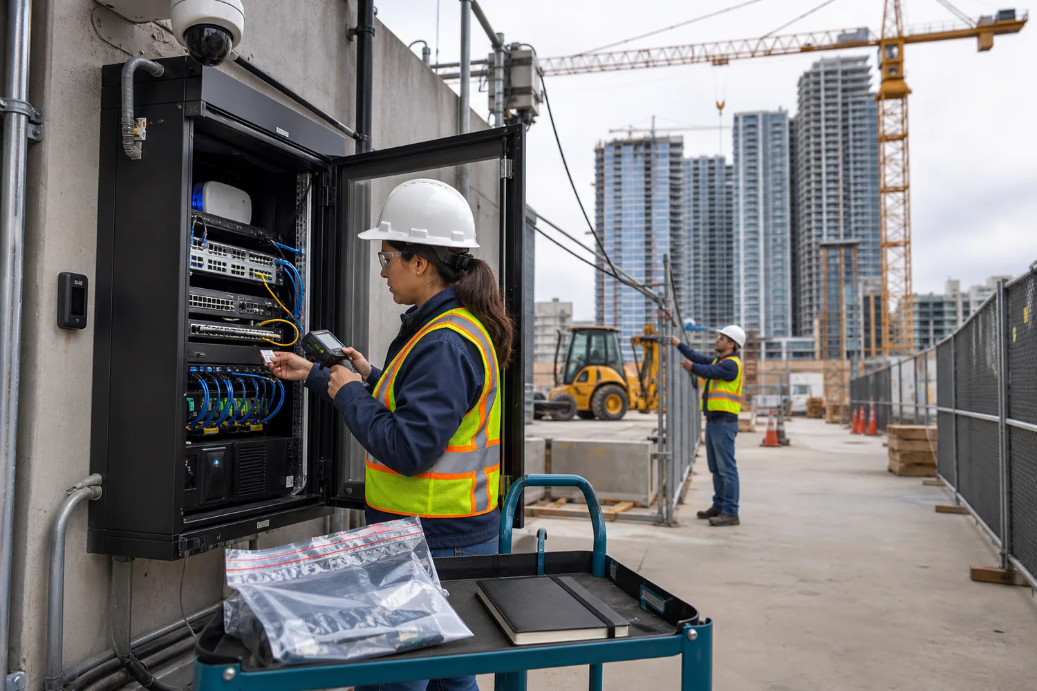Construction technology manager validating a network asset during a cybersecurity risk assessment